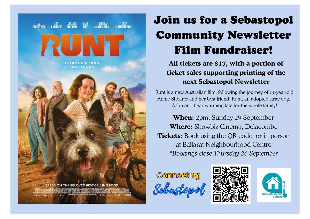 Runt - A Film Fundraiser for the Sebastopol Community Newsletter