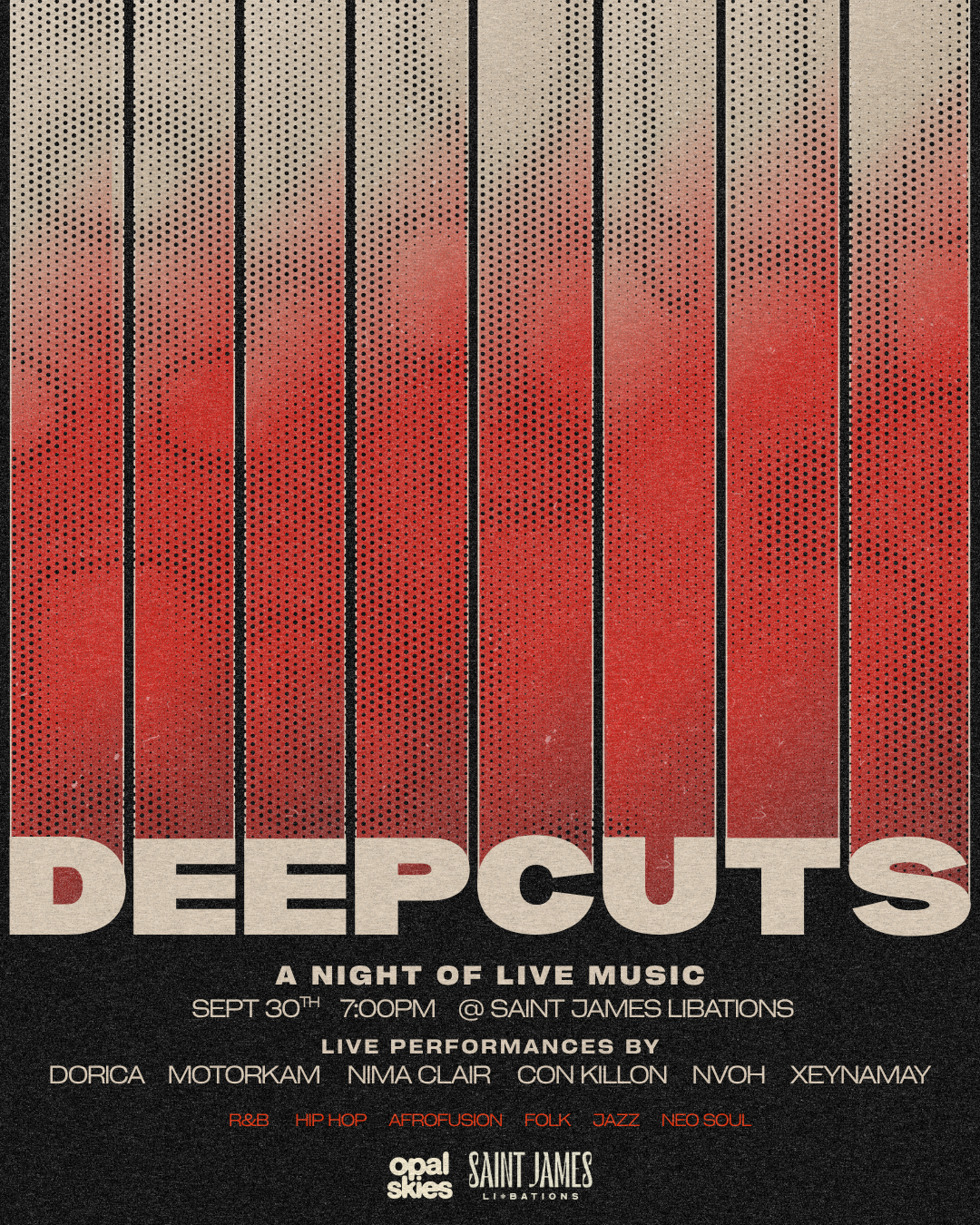 Deep Cuts: A Night of Live Music Tickets, Saint James Libations ...