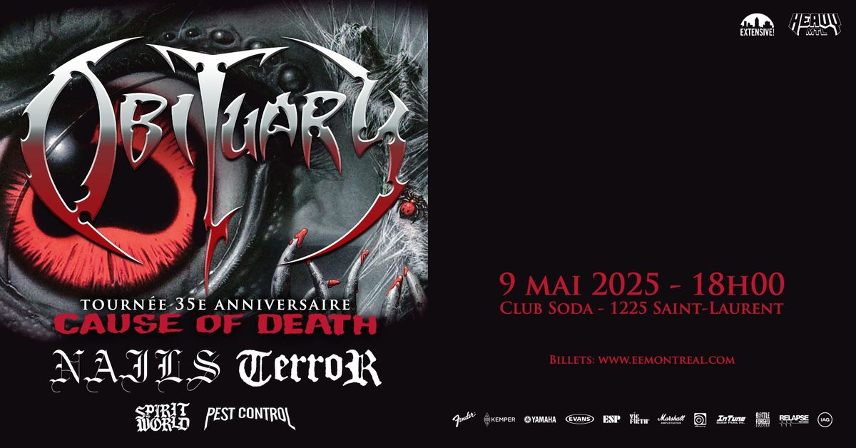 Obituary + Nails + Terror + SpiritWorld + Pest Control | Montr\u00e9al