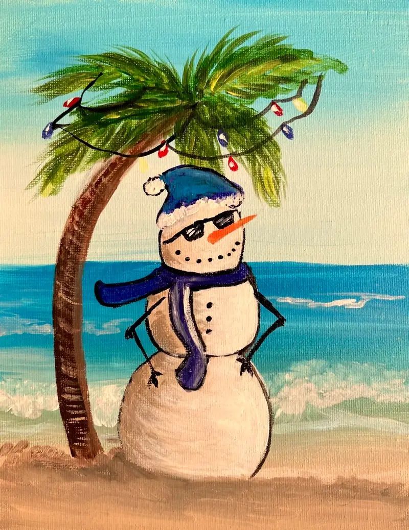 "Snowman On The Beach" Paint Night