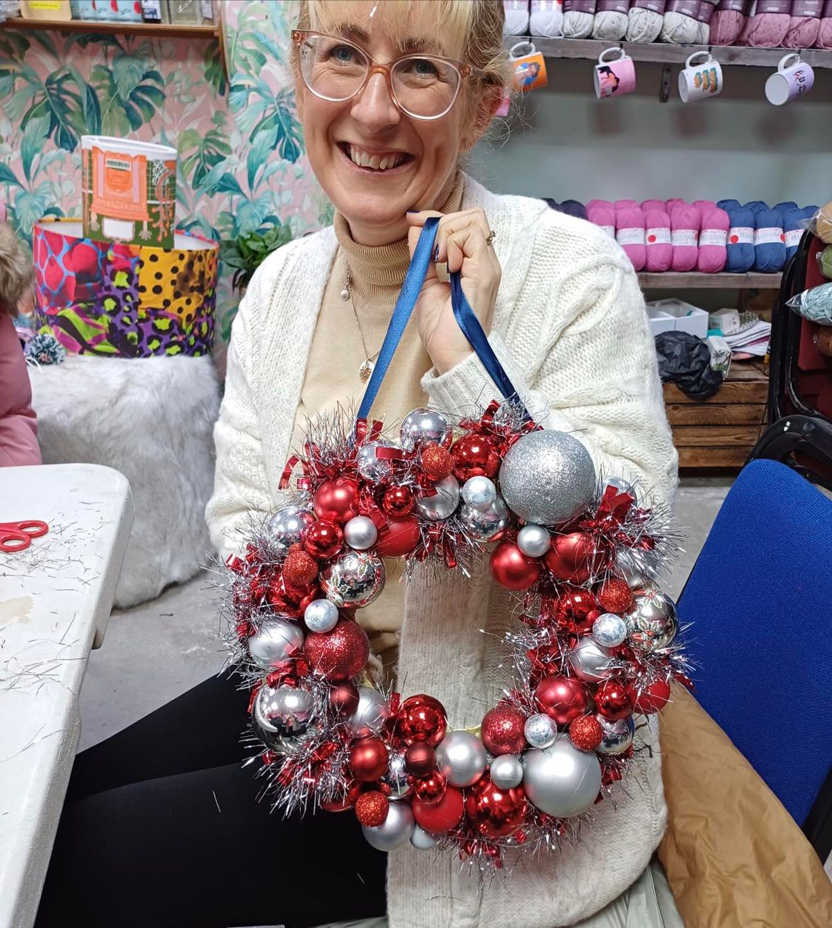 Bauble wreath making