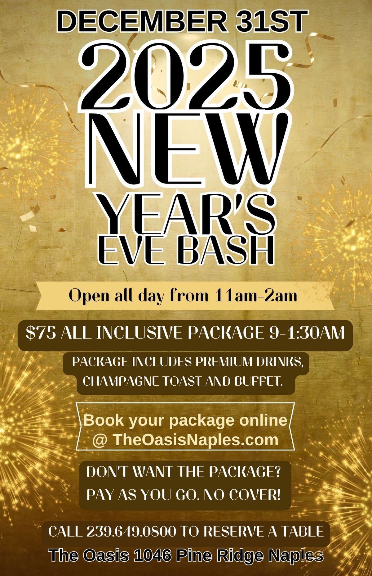 New Year\u2019s Eve 2025 at The Oasis \ud83e\udd42 