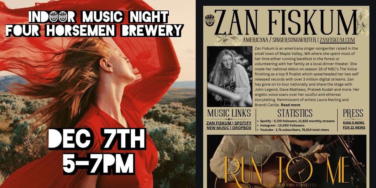 Indoor Music Night: Zan Fiskum