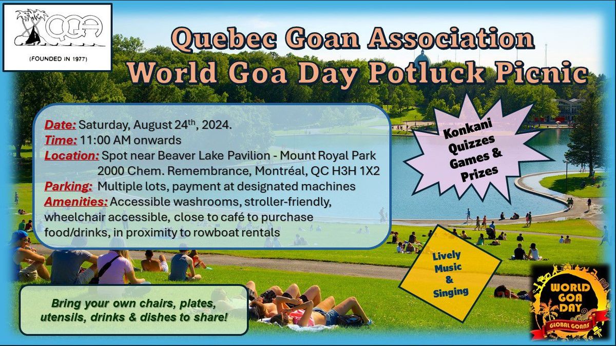 QGA - World Goa Day Potluck Picnic , Saturday, August 24 2024