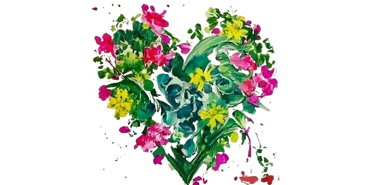 Acrylic and Mixed Media Floral Heart