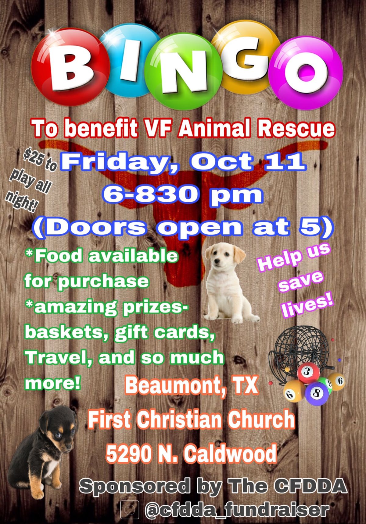 Bingo night fundraiser for SETX dogs!