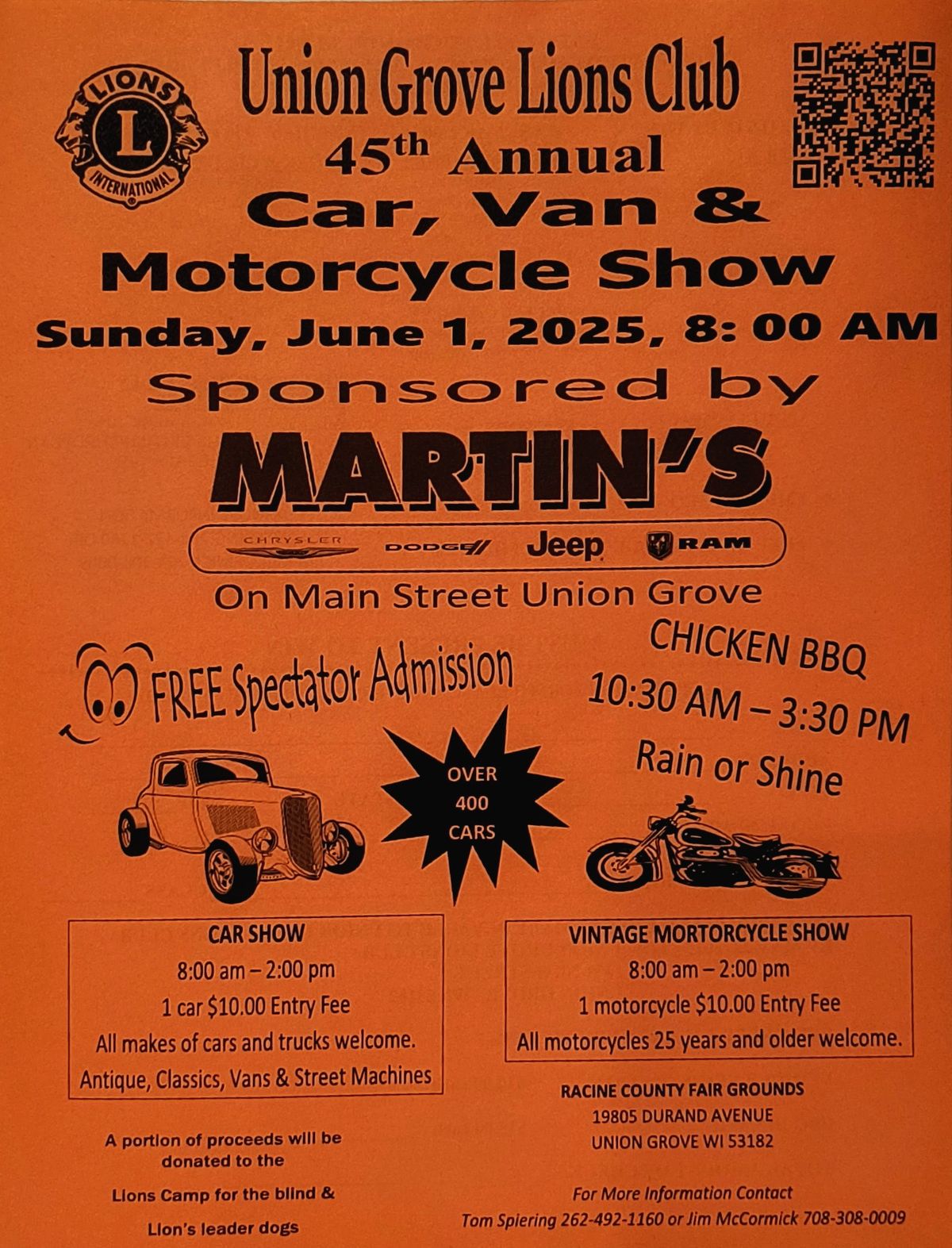 45th Annual Car Show & Chicken BBQ + Traeger Grill Pkg Raffle