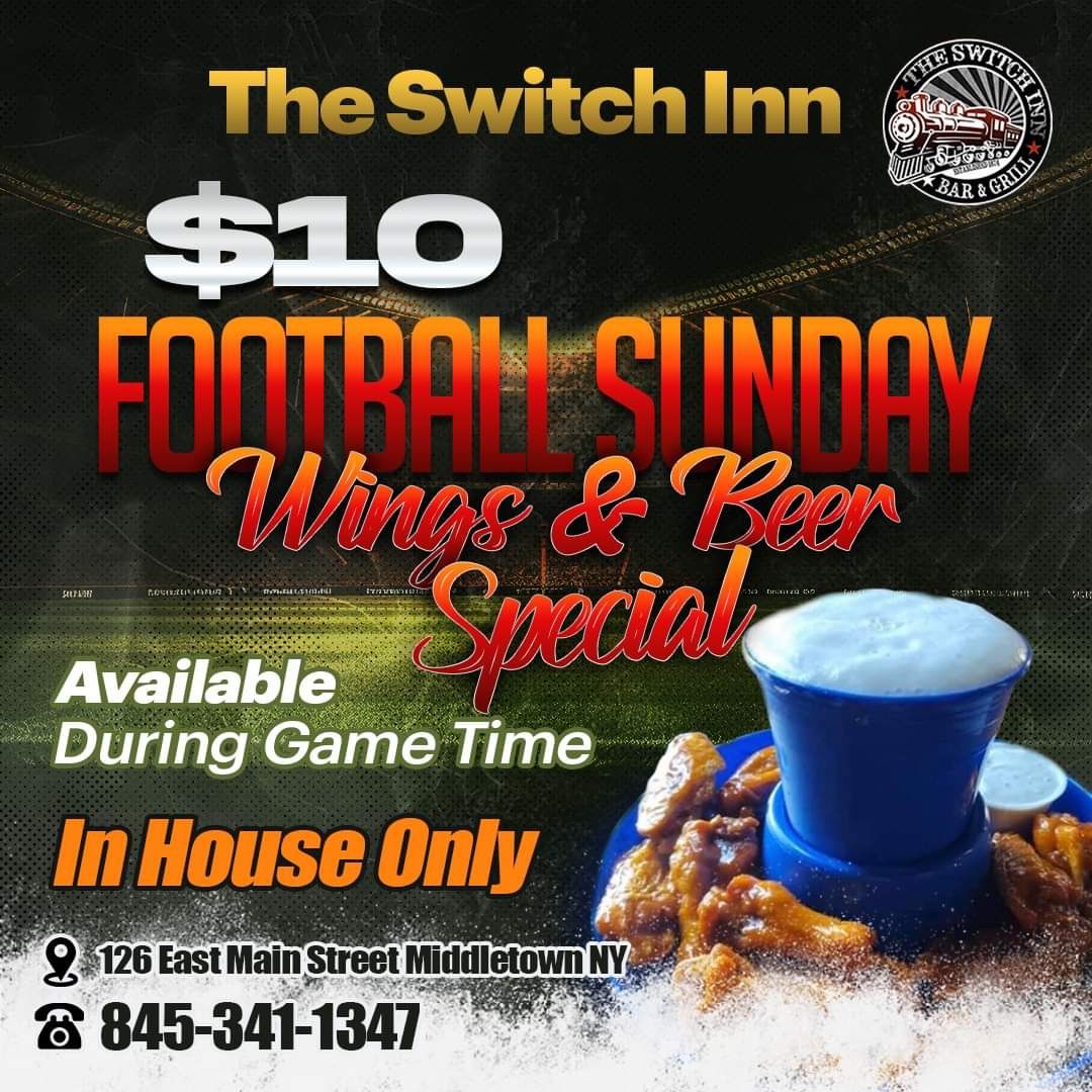 $10 Sunday Football Wing & Pint Special @ The Switch Inn