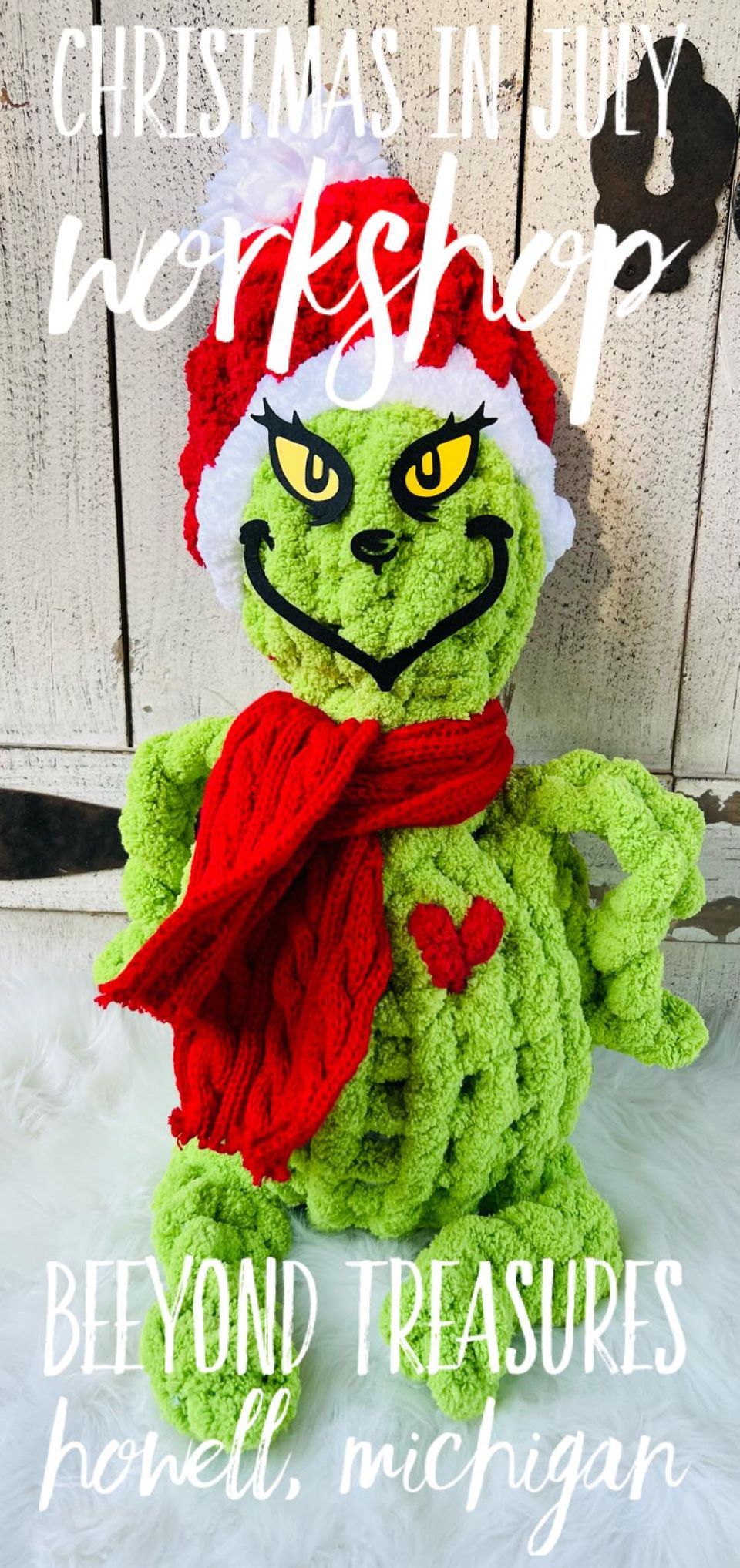 Green Guy Chunky Yarn Finger Knitted Character 7\/13 11:30am
