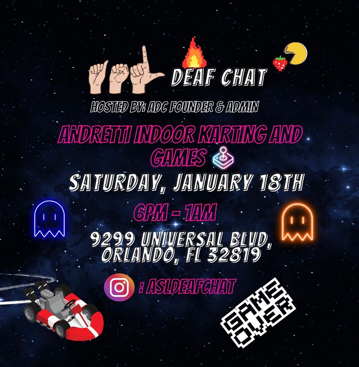 ASL Deaf Chat at Andretti Indoor Karting and Games! \ud83c\udfce\ufe0f