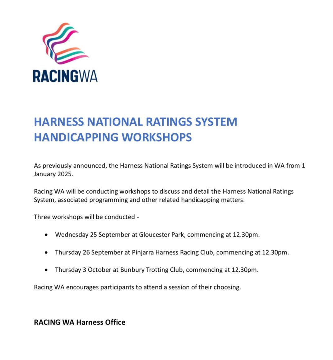 RWWA National Ratings System Handicapping Workshop