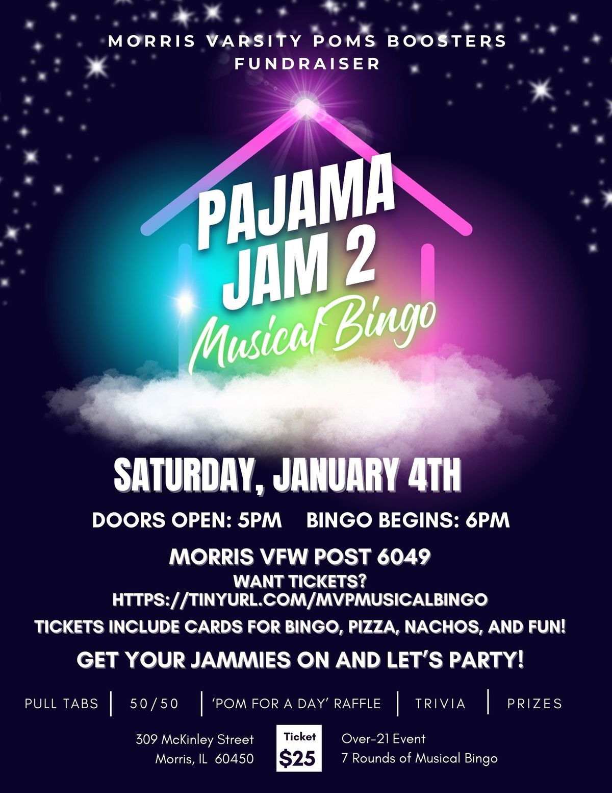 Pajama Jam 2 Musical Bingo - Morris Varsity Poms Fundraiser