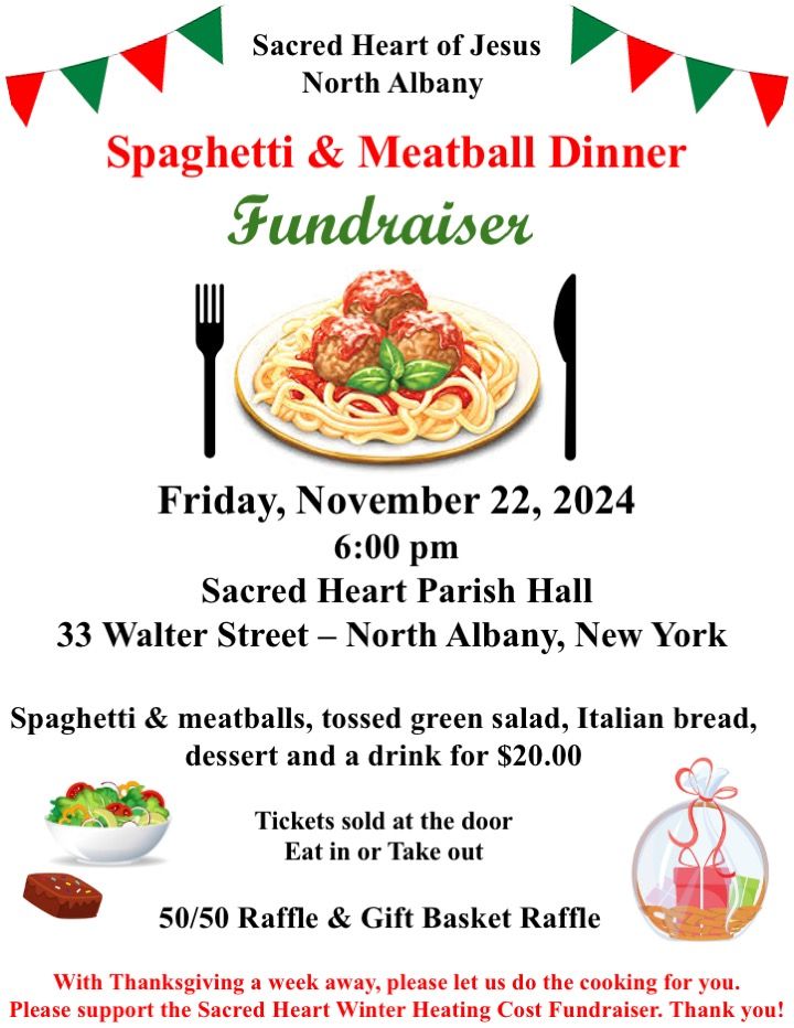 Spagetti & Meatballs Dinner at Sacred Heart - Winter Heat Fundraiser