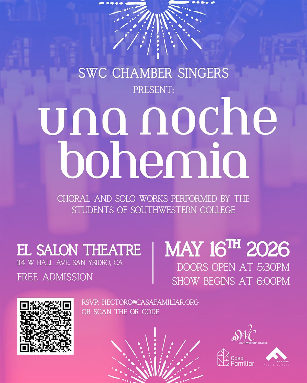 Una Noche Bohemia with SWC Chamber Singers at El Salon Theatre