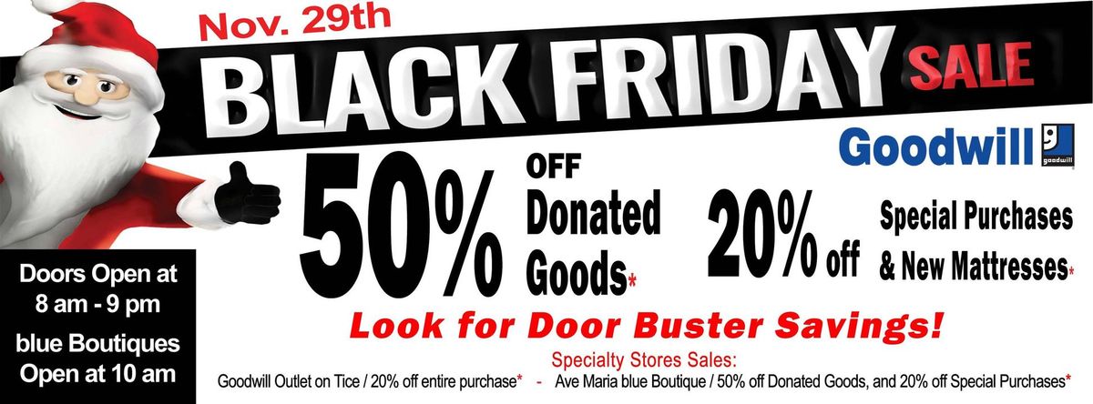 Goodwill Black Friday Sale - 50% off donated