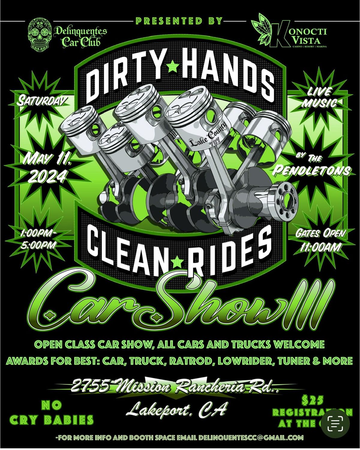 Dirty Hands Clean Rides 3 - Car Show with Live Music by The Pendletons