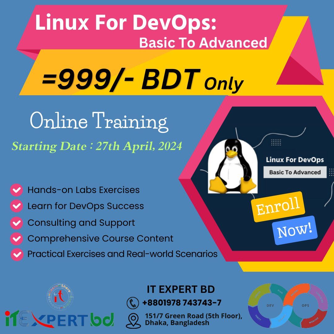 Linux for DevOps, Online Training at 999\/- BDT Only.....!!!