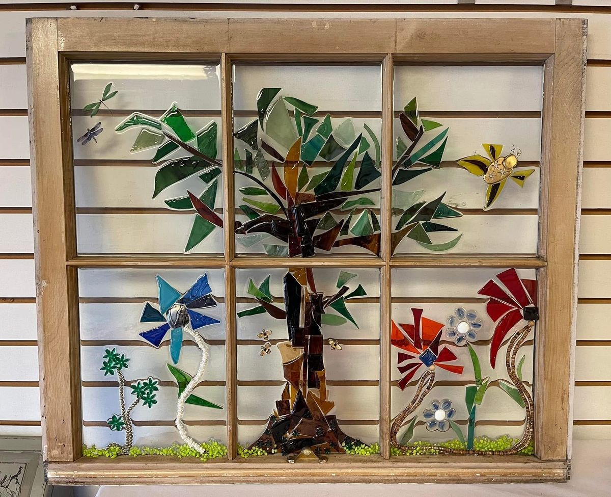 Vintage Glass Window Resin Art