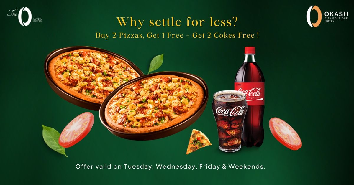 Buy 2 Pizzas Get 1 Free | Tuesday, Wednesday, Friday & Weekends