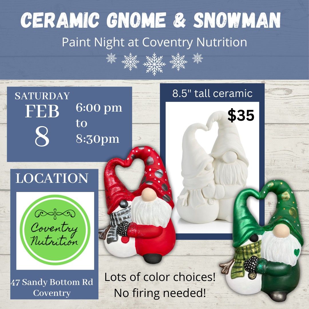 Ceramic Gnome & Snowman Paint Night at Coventry Nutrition