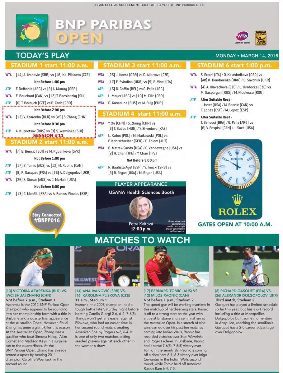 BNP Paribas Open - Session 11 - Stadium 3