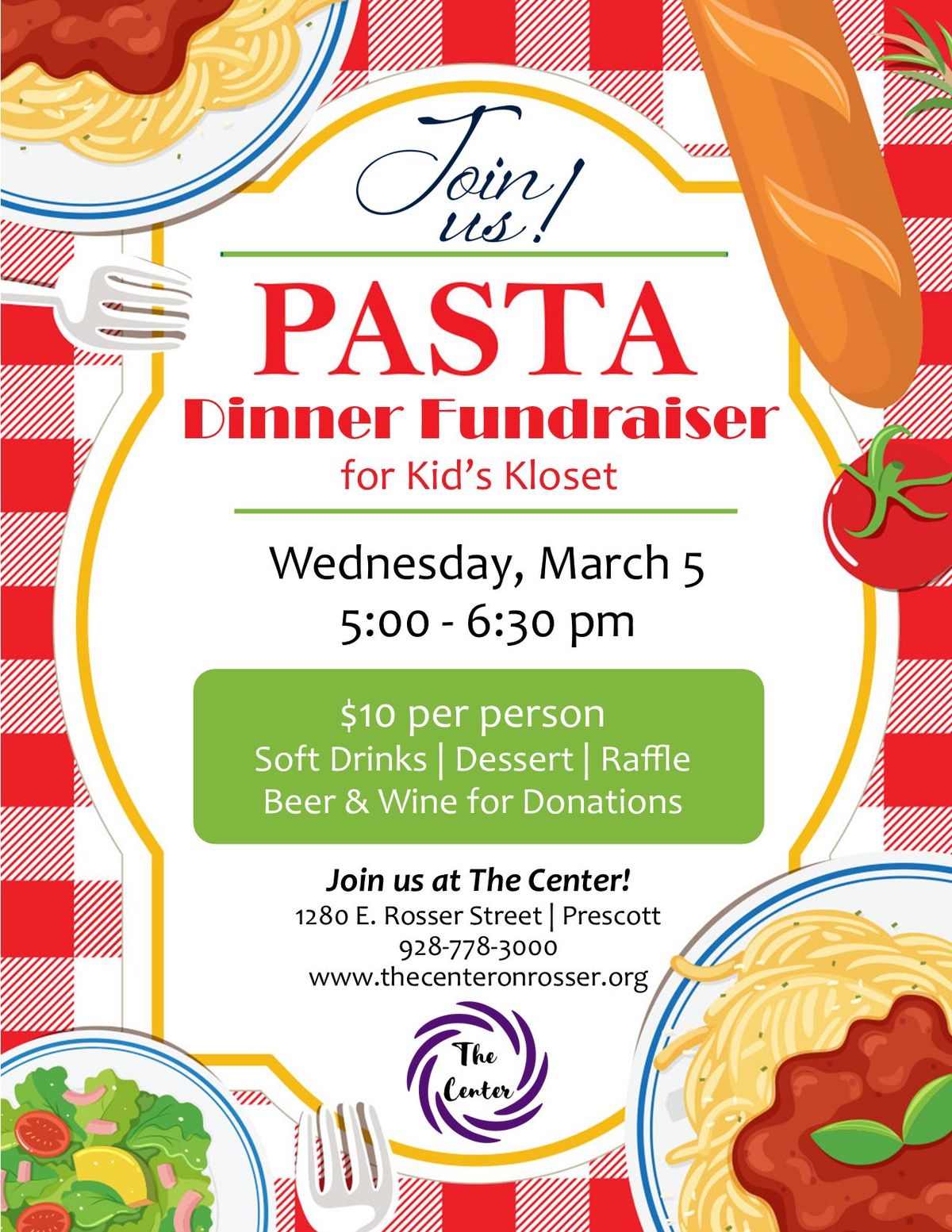 Pasta Dinner Fundraiser for Kids Kloset