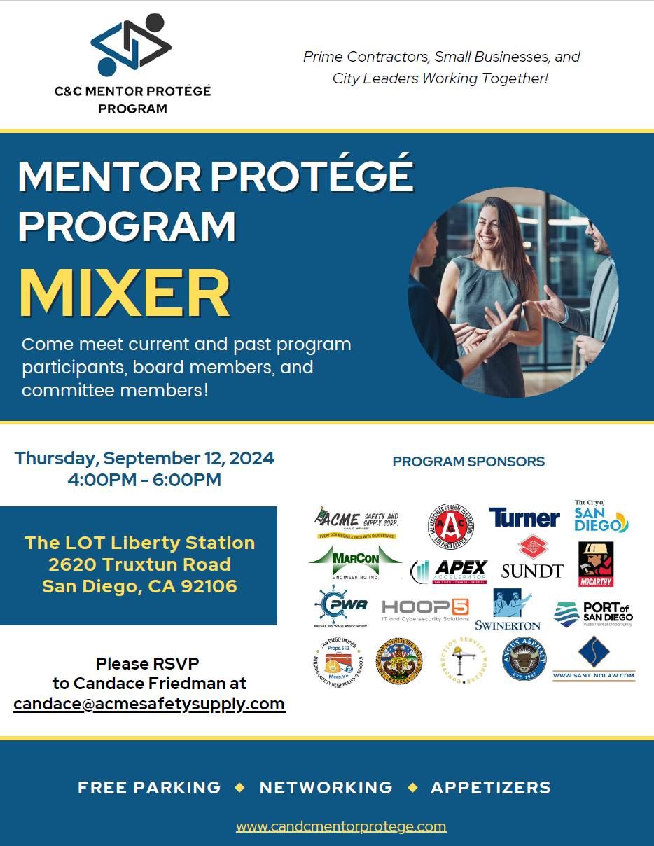 Join the C&C Mentor Prot\u00e9g\u00e9 Program participants, board members and committee members for a FREE mixer