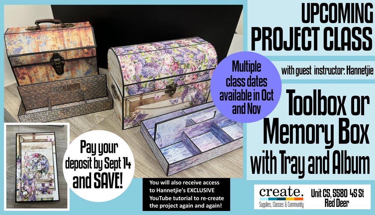 Memory Box with Tray and Album OR Toolbox with Tray and Album - Project Class with Hannetjie