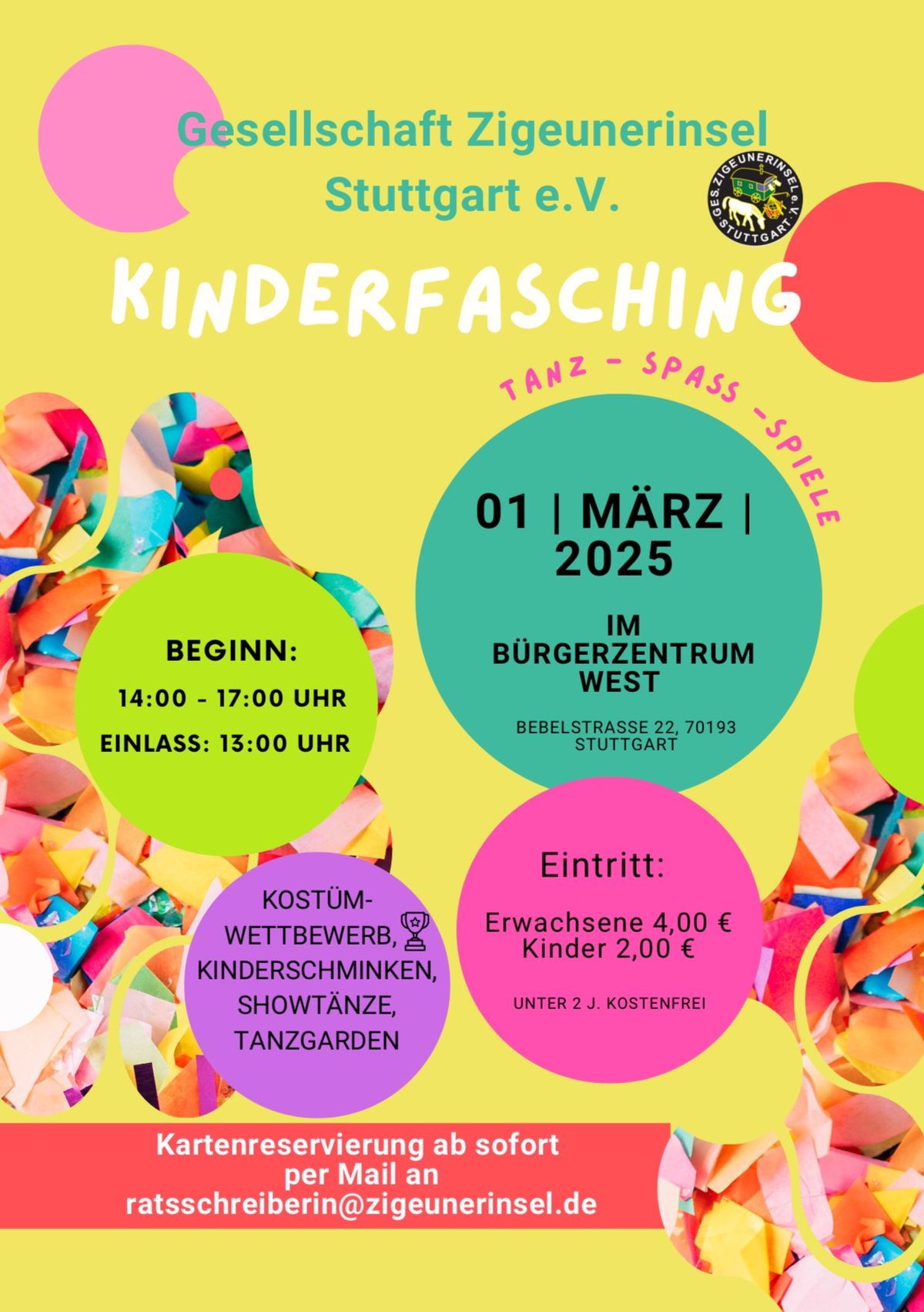 Kinderfasching der Gesellschaft Zigeunerinsel Stuttgart 1910 e.V.