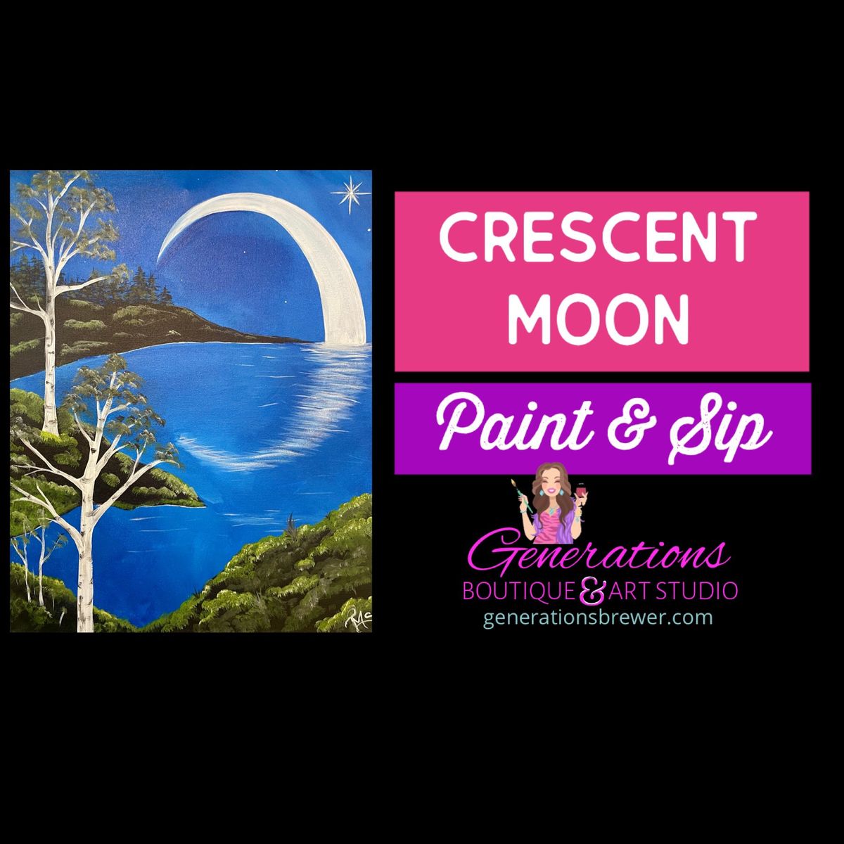 Crescent Moon Paint and Sip