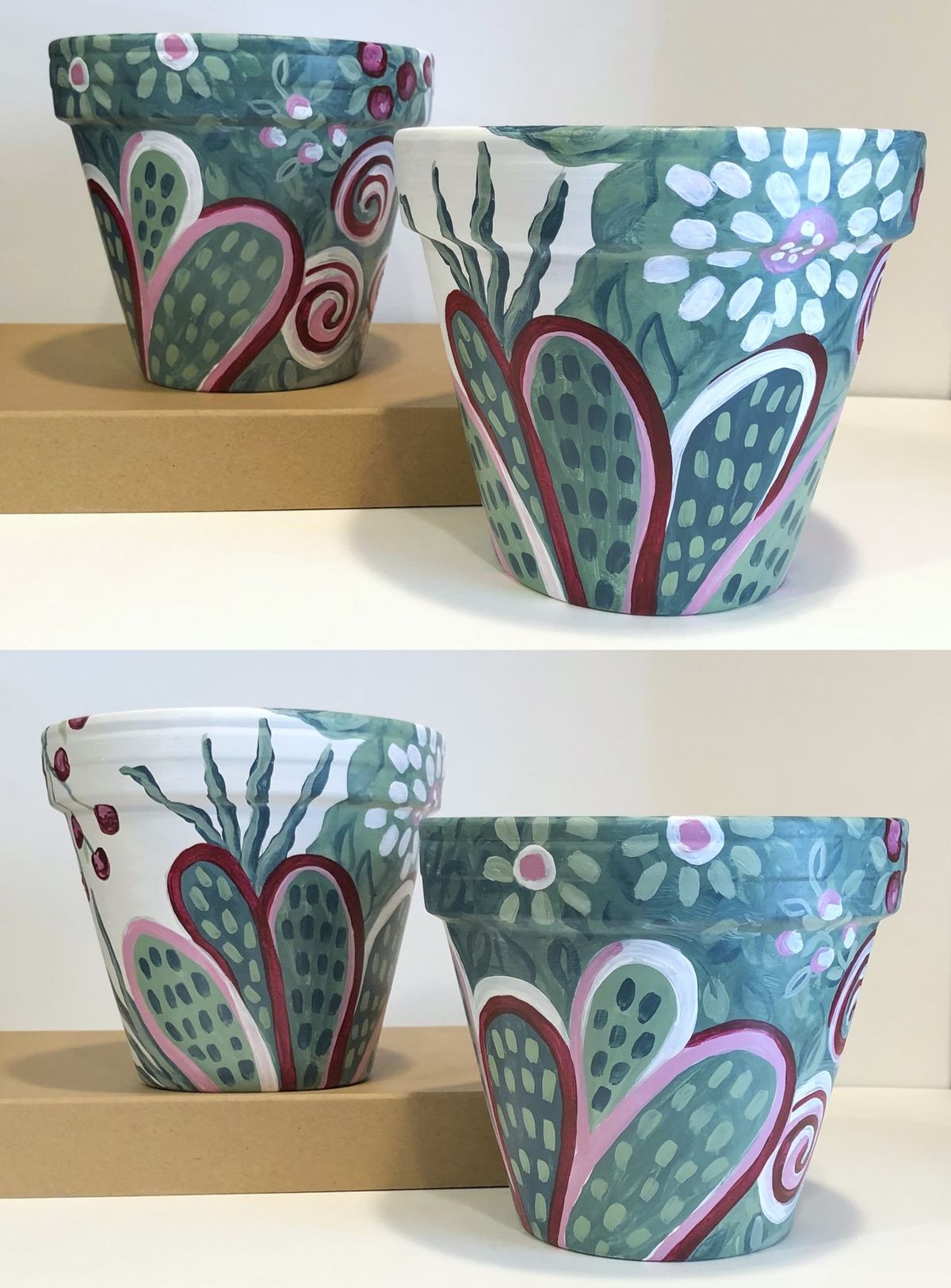 Prescott, AZ - Cactus and Floral Painted Planter