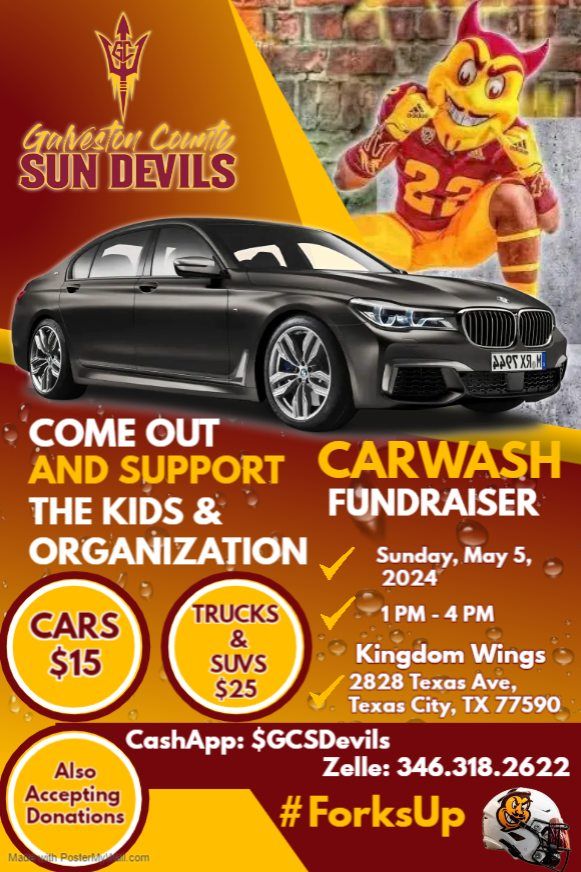 Galveston County Sun Devils Carwash Fundraiser 