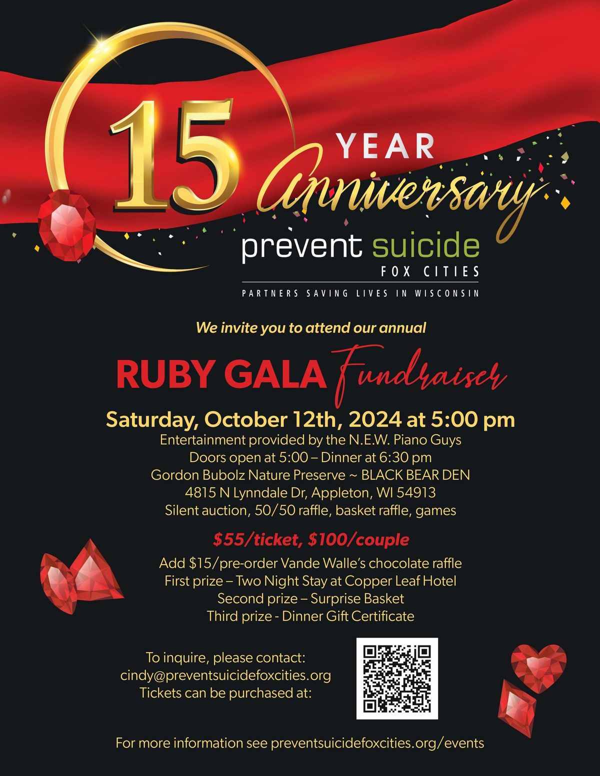 Prevent Suicide Fox Cities Ruby Gala Fundraiser Celebrating 15 years