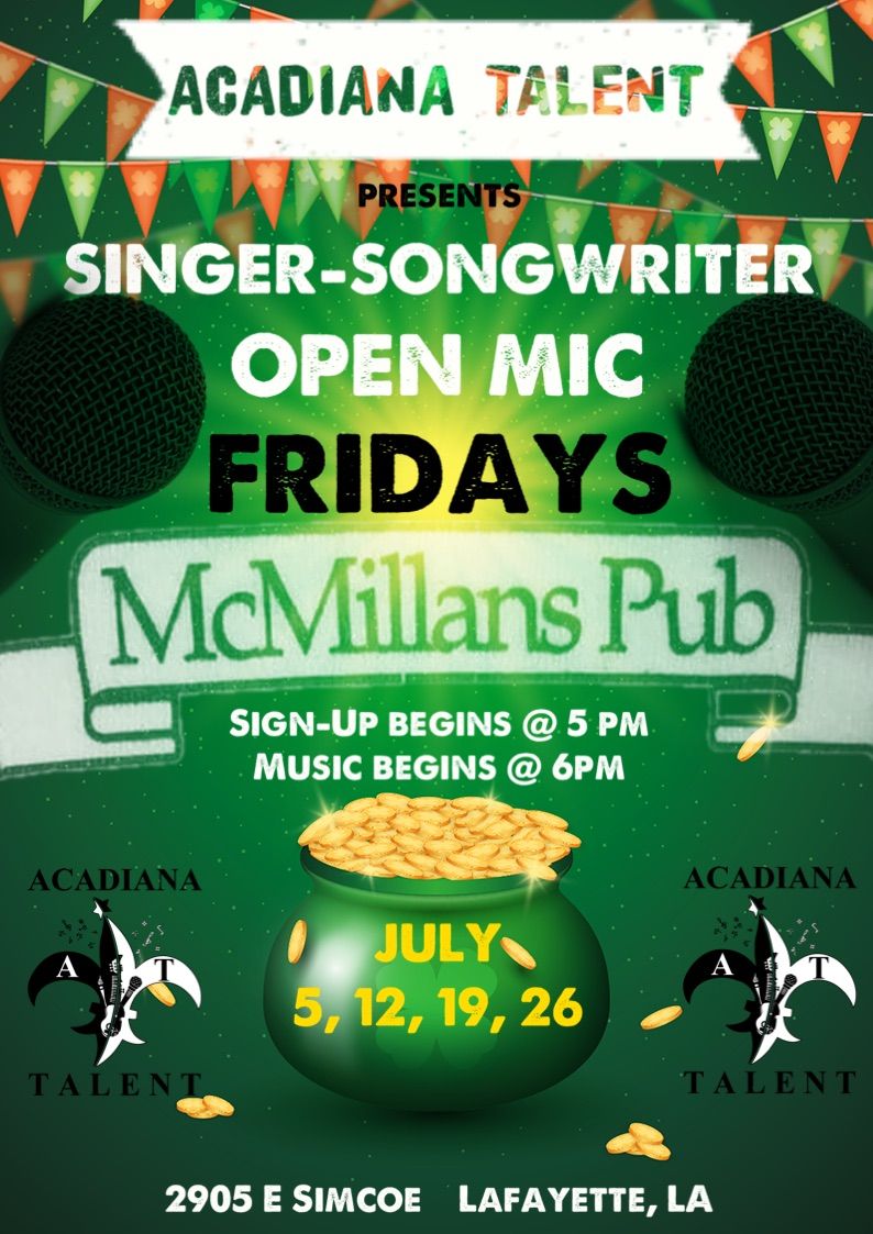 SONGWRITER OPEN MIC @ McMillans Pub!