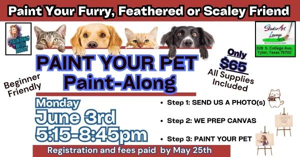 Paint Your Pet w Deborah Setser  Only $65 Registration ends 5\/25