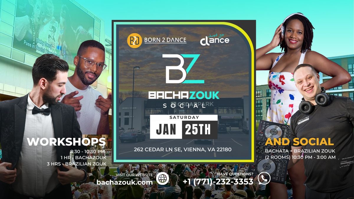 BachaZouk Saturday Social: Bachata and Brazilian Zouk (2 Rooms)