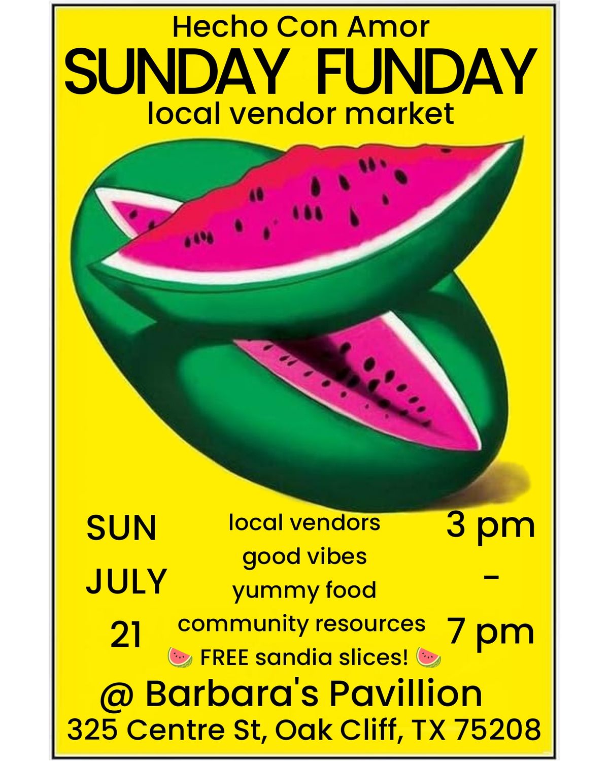 Sunday Funday Local Vendor Market July Edition @ Barbara's Pavillion