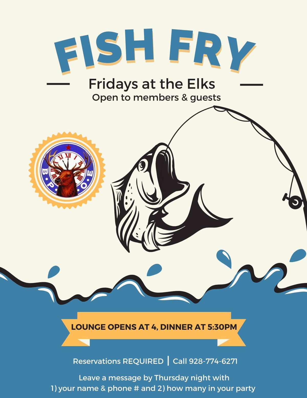 Fish Fry Friday at the Elks (Open to Members & Guests, Reservations Required)
