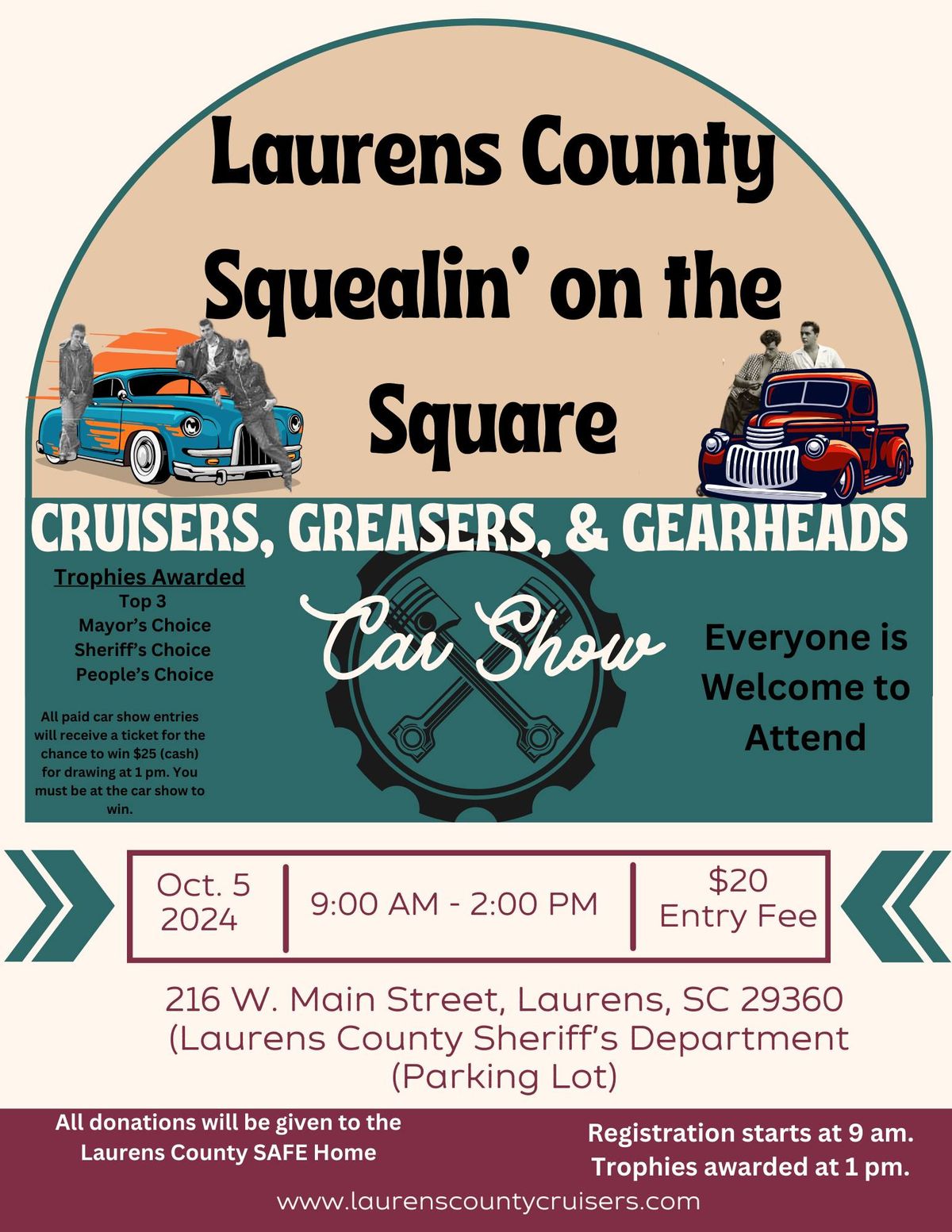 Squealin' on the Square-Cruisers, Greasers & Gearheads Car Show