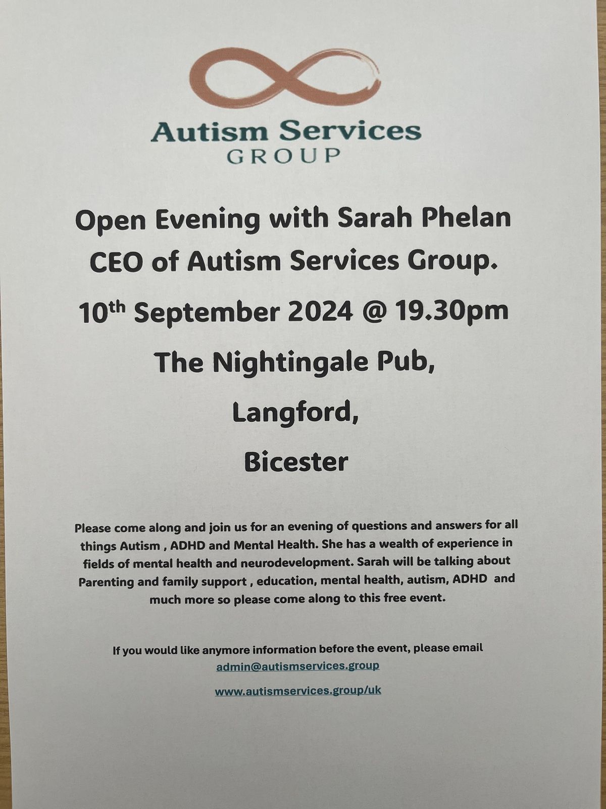 Open evening for all things Autism ADHD and Mental Health 