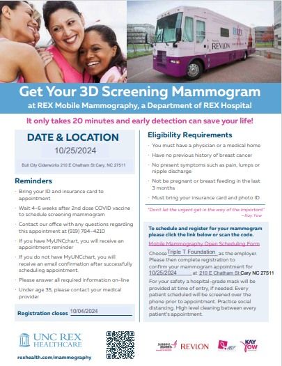 Mammogram Truck at Bull City Ciderworks Cary