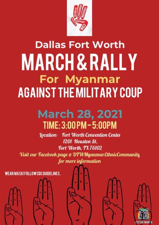 DFW March & Rally For Myanmar Against the Military Coup