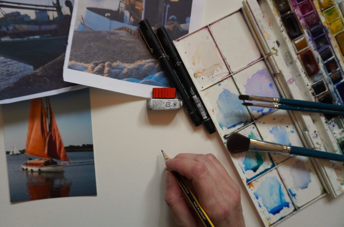 Pen and Wash Boats