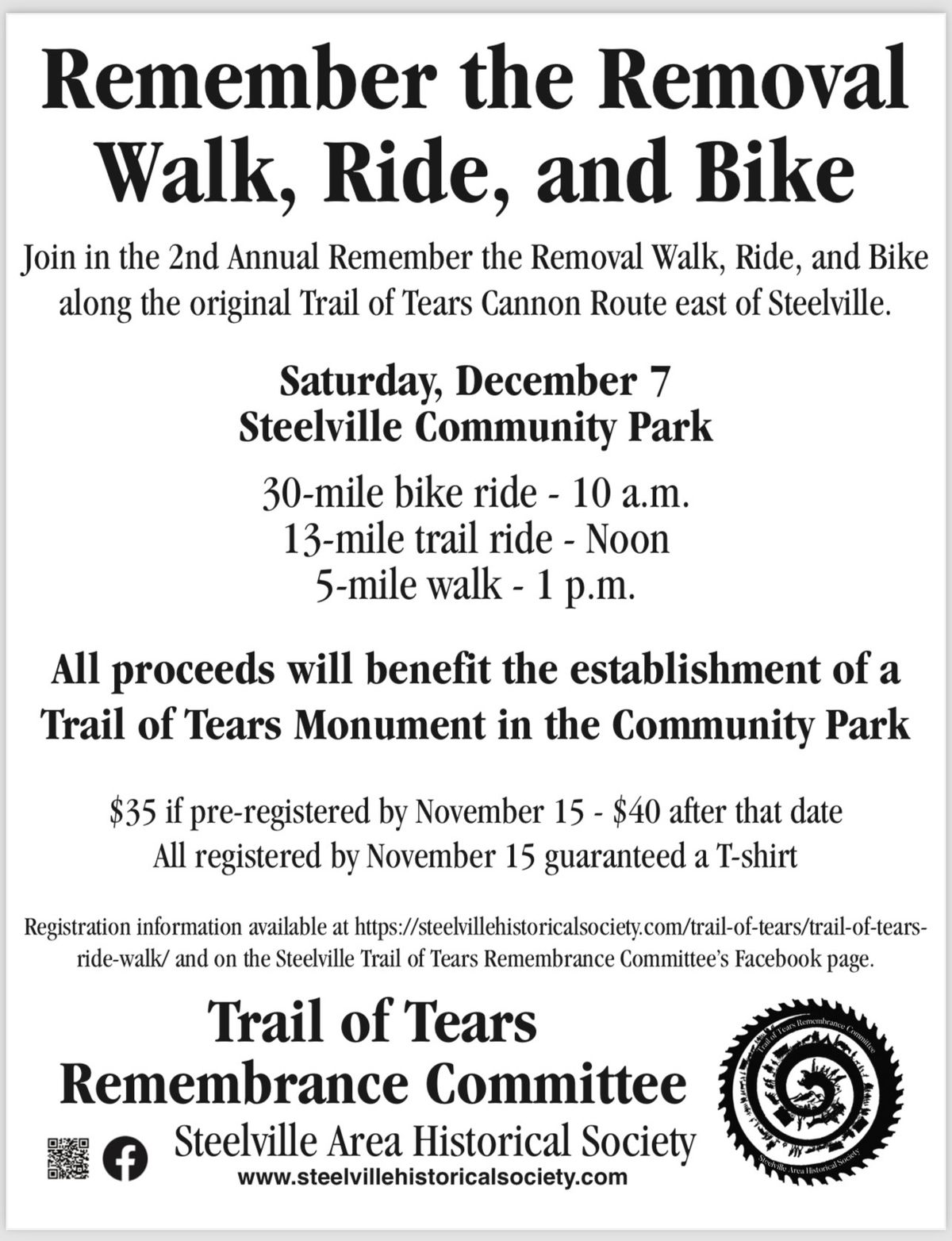 Remember the Removal: Walk, Ride, and Bike