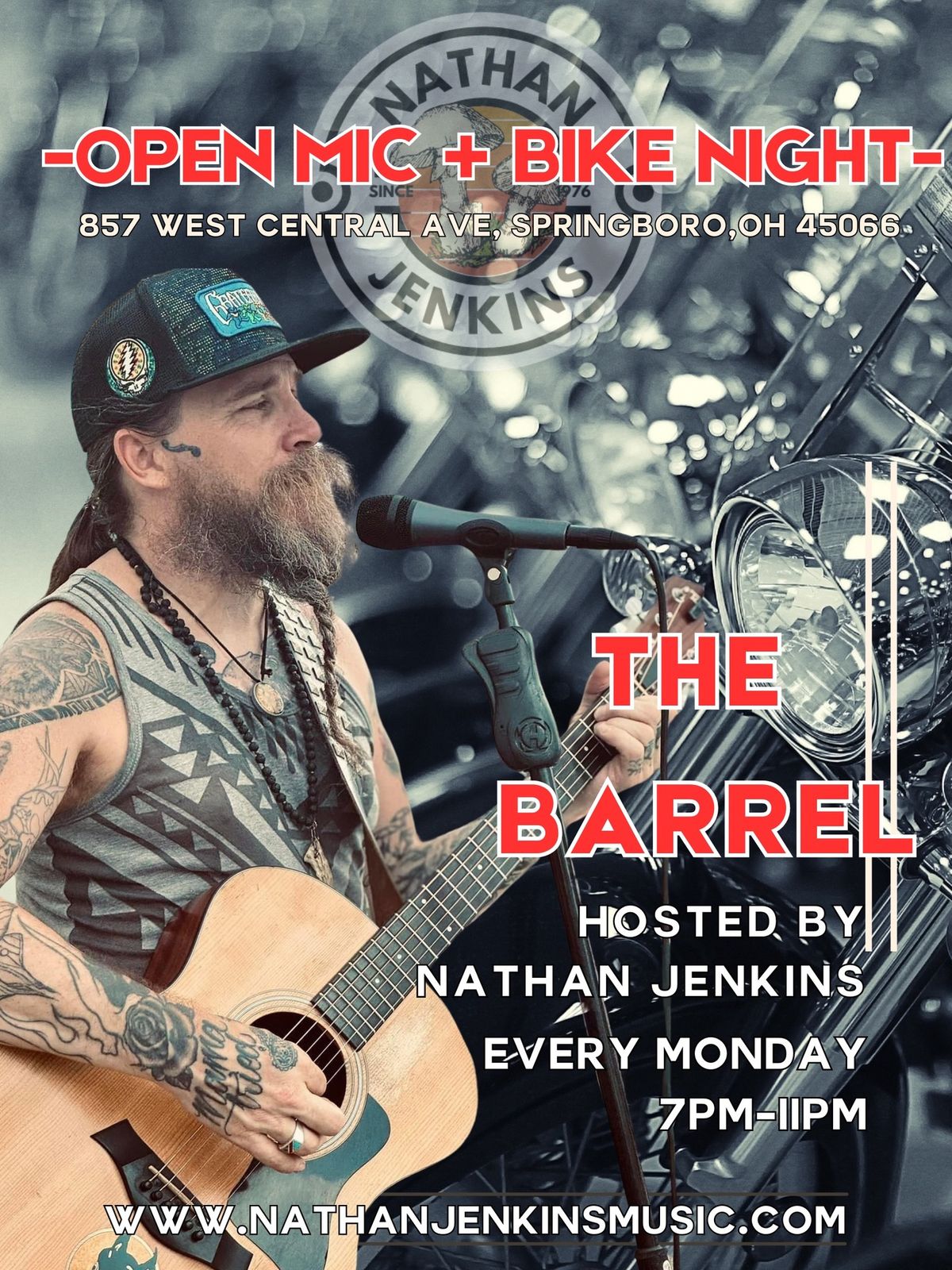 Open Mic + Bike Night @ The Barrel Hosted by Nathan Jenkins 