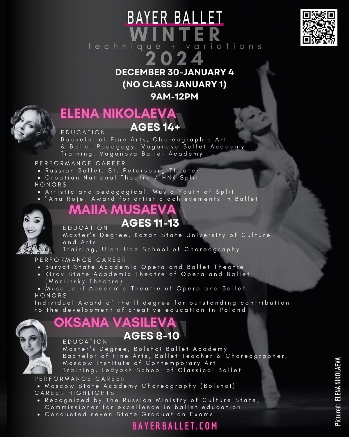 Winter Workshops (Ages 8-18+) with Elena Nikolaeva, Maiia Musaeva, Oksana Vasileva