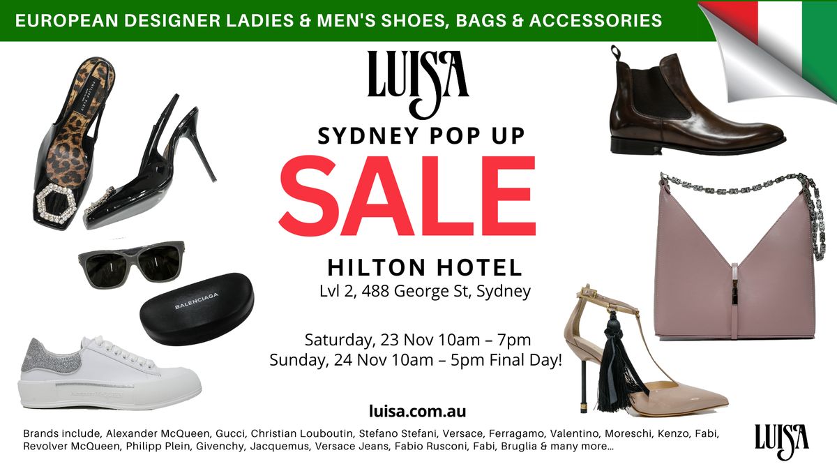 Luisa Sydney Pop Up Sale at Hilton Hotel 23 & 24 Nov