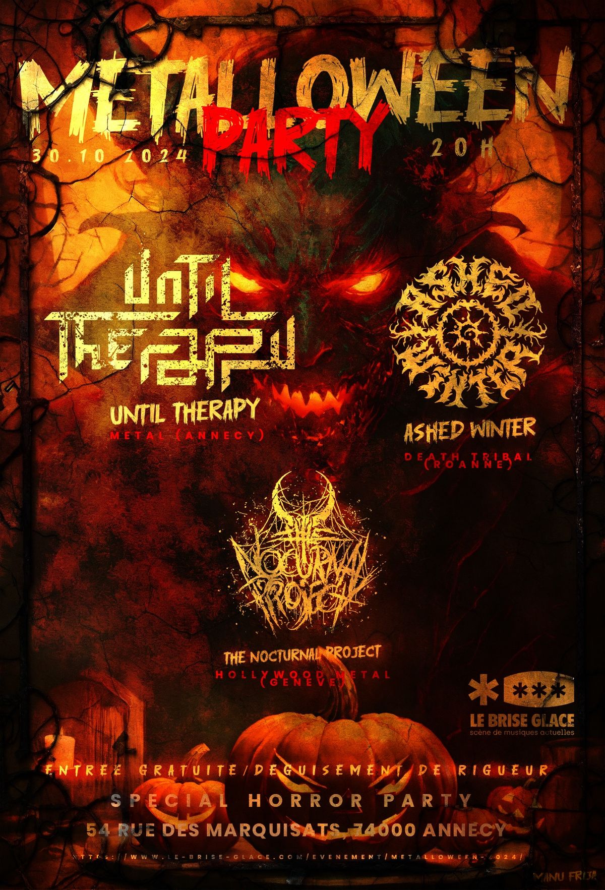 Metalloween Party au Brise Glace \u2219 The Nocturnal Project + Until Therapy + Ashed Winter