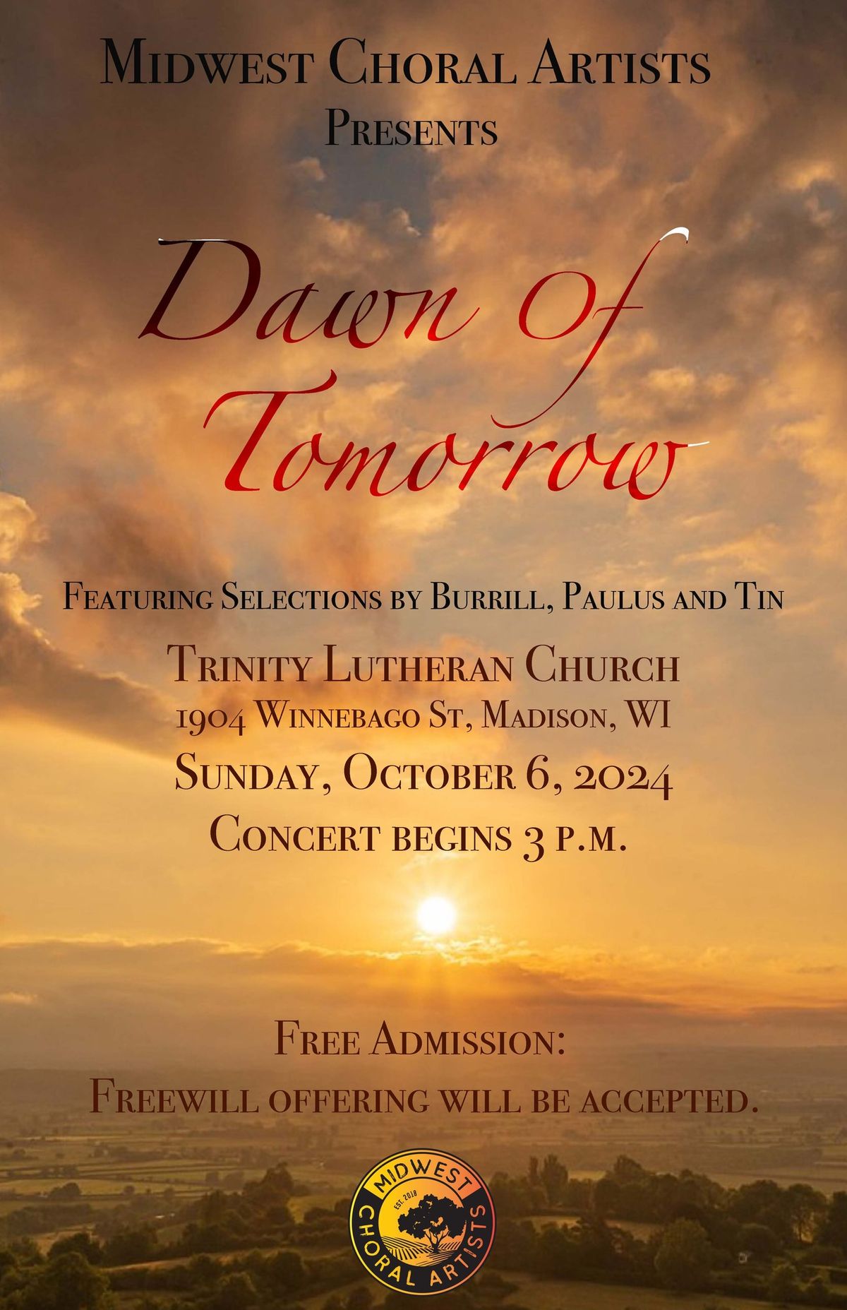 Dawn of Tomorrow - Midwest Choral Artists Performance