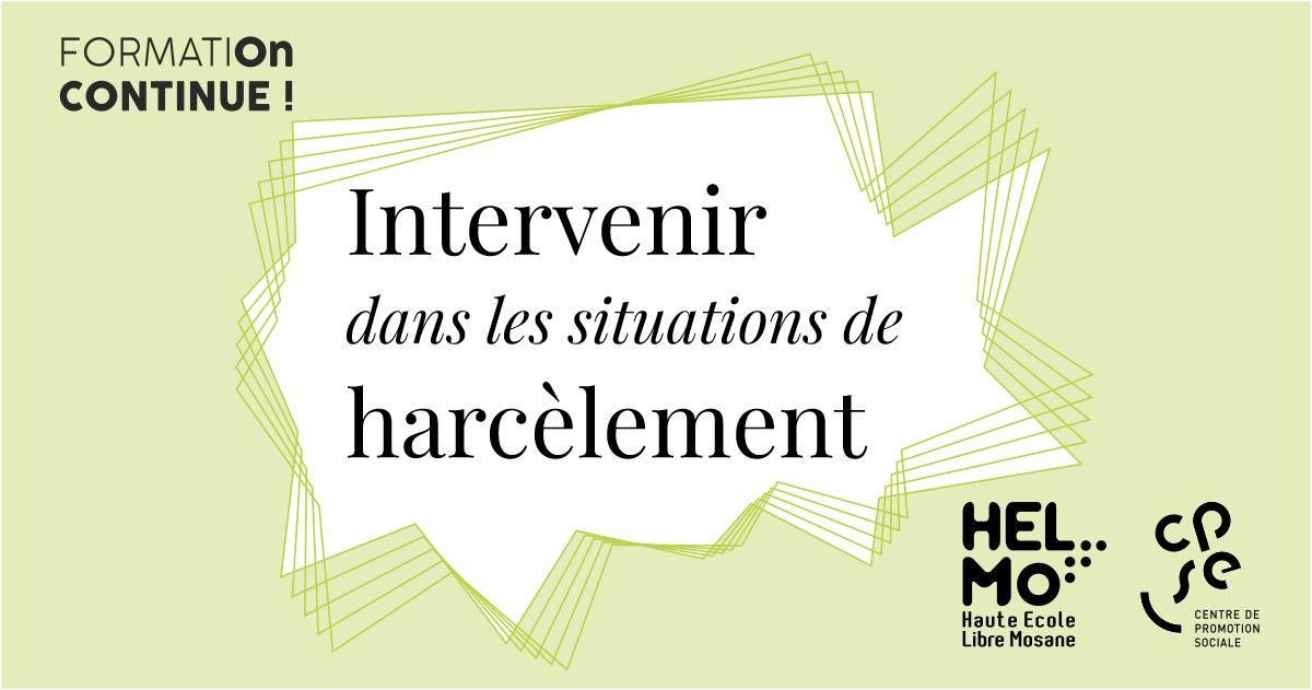 FormatiOn Continue : Intervenir dans les situations de harc\u00e8lement